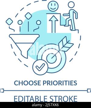 Choose priorities turquoise concept icon Stock Vector
