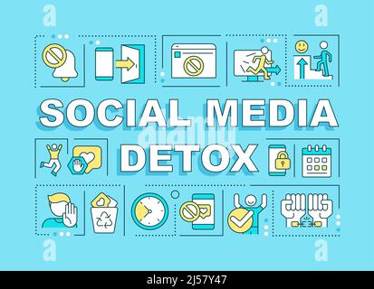 Social media detox word concepts blue banner Stock Vector