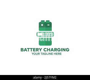 Battery charge level logo design. Fully charged battery vector design and illustration. Stock Vector