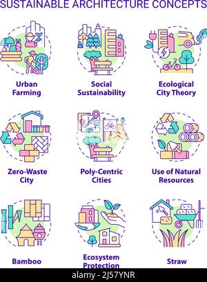 Sustainable architecture concept icons set Stock Vector