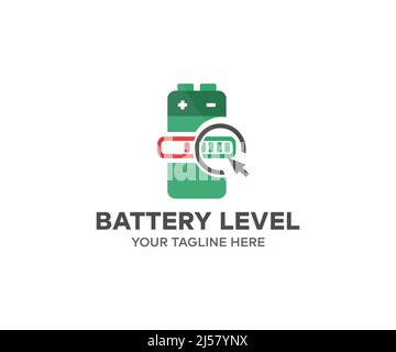 Battery charge level indicator symbol logo design. Charge level indicator vector design and illustration. Stock Vector