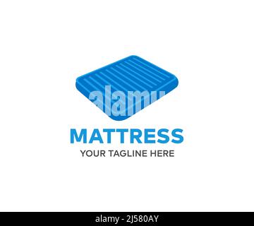 Comfortable matress bed logo design. Three bed mattresses on top, comfortable orthopedic mattress vector design and illustration. Stock Vector