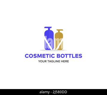 Cosmetic bottles and containers logo design. Cosmetic products in bottles vector design and illustration. Stock Vector