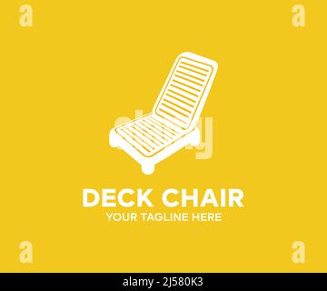 Deck chair logo design. Fashioned deck chair, vector design and illustration. Stock Vector