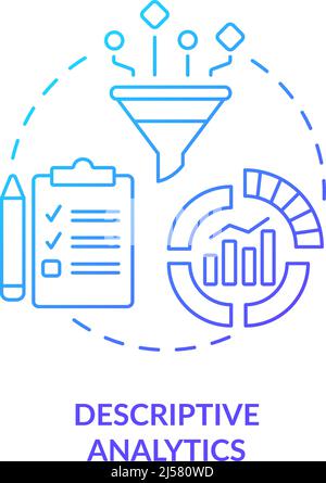 Descriptive analytics blue gradient concept icon Stock Vector
