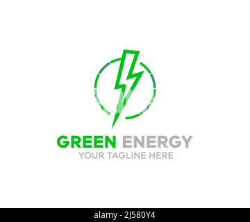 Green energy logo design. Eco green energy vector design and illustration. Stock Vector