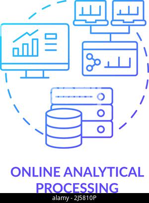 Online analytical processing blue gradient concept icon Stock Vector