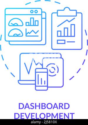 Dashboard development blue gradient concept icon Stock Vector