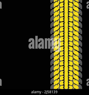 Tire tracks simple yellow background Stock Vector