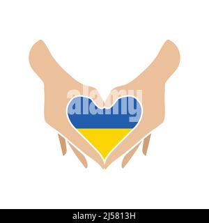 Humanitarian Ukrainian help hands heart Stock Vector