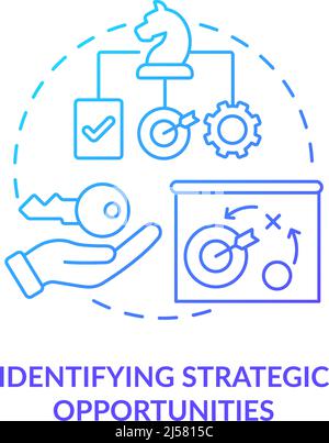 Identifying strategic opportunities blue gradient concept icon Stock Vector