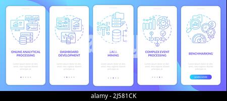 BI techniques blue gradient onboarding mobile app screen Stock Vector