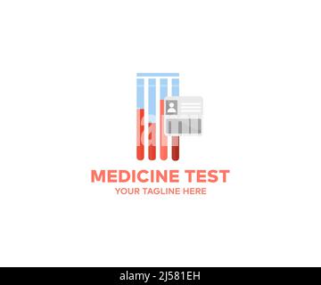 Medical, pharmaceutical and scientific research logo design. Medical test, computer. Development concept vector design and illustration. Stock Vector