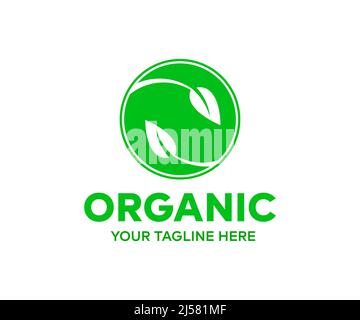 Natural, organic product, eco label logo design. Healthy life promotion vector design and illustration. Stock Vector