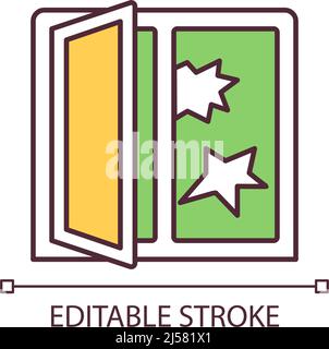 Broken window RGB color icon Stock Vector