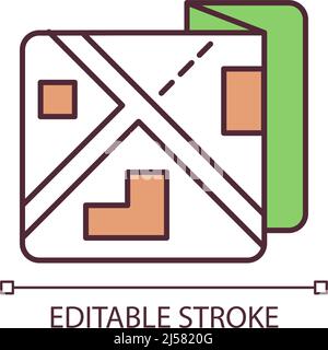 Use map to build route RGB color icon Stock Vector