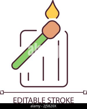 Ignited match and box RGB color icon Stock Vector