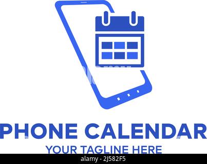 Phone calendar, date, logo design. Time management, app notification on phone, appointment schedule vector design and illustration. Stock Vector