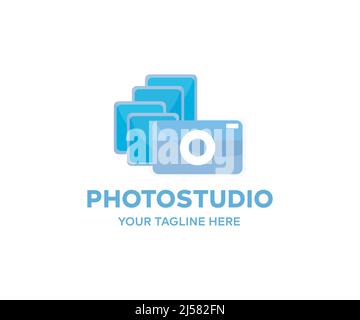 Photo studio logo design. Super set photo frame on sticky tape isolated on transparent background vector design and illustration. Stock Vector