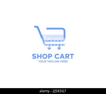Shop cart logo design. Shopping online concept.,copy space, top view vector design and illustration. Stock Vector