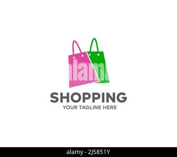 Colorful shopping bags logo design. Shop vector design and illustration. Stock Vector