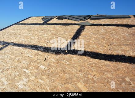 Roofing preparation asphalt shingles installing on house