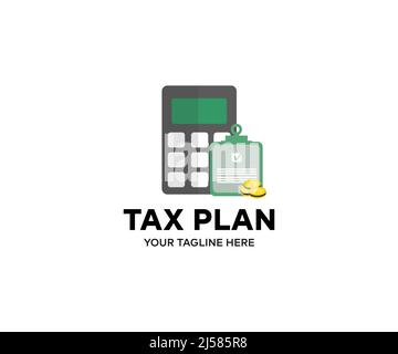 Tax planning, finances and calculate logo design. Time for Taxes Money Financial Accounting Taxation Concept vector design and illustration. Stock Vector