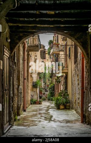 Old Town Alley, Monreale, Sicily, Italy Stock Photo