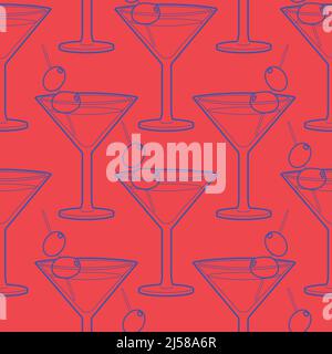 Vector bar cocktail and drink seamless pattern.  Stock Vector