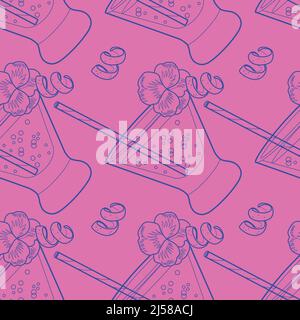 Vector bar cocktail and drink seamless pattern.  Stock Vector