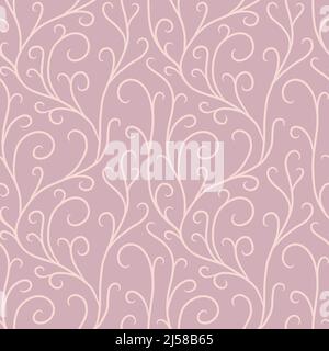 hand drawn smooth lines seamless pattern of abstract delicate elements. Stock Vector