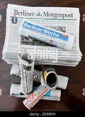 Stack of various daily newspapers Stock Photo