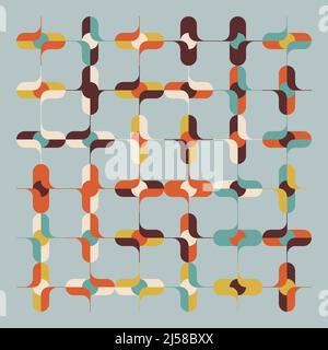 Mid-Century abstract vector pattern artwork made with various geometry shapes and elements. Geometric design graphics for poster, cover, art, presenta Stock Vector