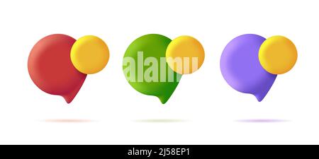 Set of 3d speech bubbles badges in different colors with circle tag Stock Vector