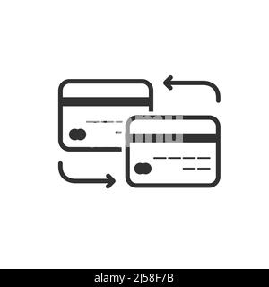 Credit cards money transfer with arrows. Between the cards, exchange accounts. concept of easy banking like secure payment Stock Vector