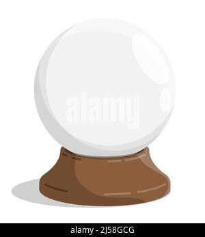 Antique magic crystal ball of fortuneteller on wooden stand. Divination and foresight of future. Cartoon vector isolated on white background Stock Vector