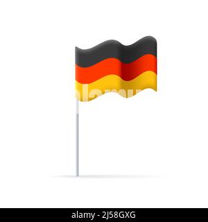 3d icon of a Germany flag curved on wind with a stick Stock Vector