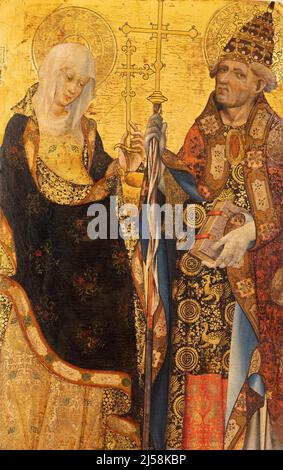 VALENCIA, SPAIN - FEBRUAR 14, 2022: The painting  of St. Marta and St. Clement in the Cathedral - Basilica of the Assumption of Our Lady Stock Photo