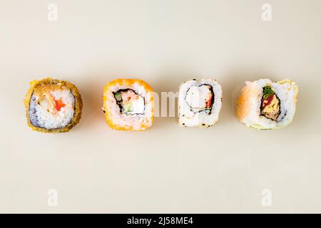 popular asian rolls lunch order to home online Stock Photo