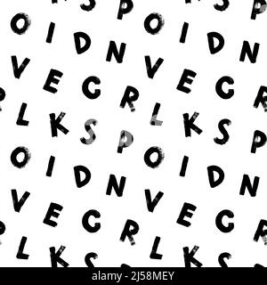 Alphabet hand drawn grunge letter seamless pattern Stock Vector