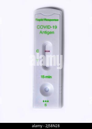 Covid-19 rapid response antigen test indicator showing negative result Stock Photo