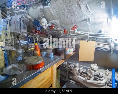 San Diego, AUG 2 2014 - Interior view of the Soviet submarine B-39 of Maritime Museum Stock Photo