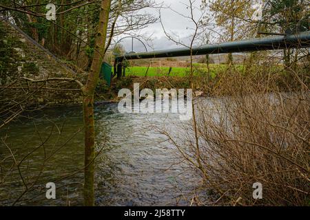 File photo dated 23/02/22 of the of the River Ogmore in Sarn, Bridgend, Wales, in the vicinity where the body of five-year-old Logan Mwangi, also known as Logan Williamson, was discovered on July 31 2021. His mother Angharad Williamson, 31, his stepfather John Cole, 40 and a 14-year-old boy, who cannot be named for legal reasons, have been found guilty at Cardiff Crown Court. Issue date: Thursday April 21, 2022. Stock Photo