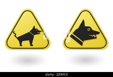 Caution angry dog sign - 3d render Stock Photo