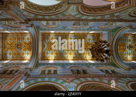 Decorated ceiling in the central aisle in the cathedral of Santa Maria Assunta in Altamura. Apulia, Italy. Stock Photo
