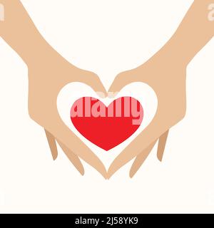 Heart shape human hands background Stock Vector