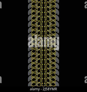 Tire tracks simple yellow outline background Stock Vector