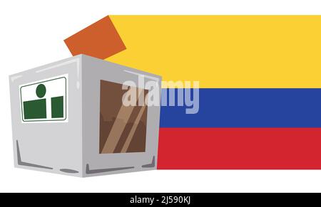 Squared ballot box with label, vote and Colombia's flag, promoting electoral season. Stock Vector