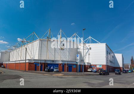 Warrington Wolves rugby league team stadium the Halliwell Jones stadium in Warrington. Also known historically as the Wires. Stock Photo