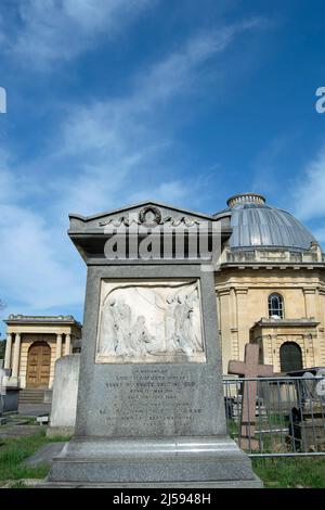 the neo-classical style granite tomb of wealthy 19th -century art collector george salting, and family members, at brompton cemetery, london, england Stock Photo